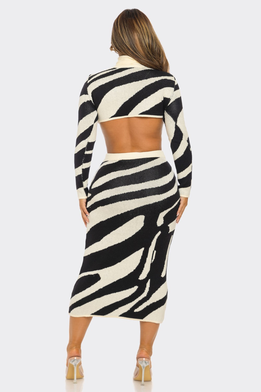 Forever Yours Sweater Skirt Set - Zebra Print