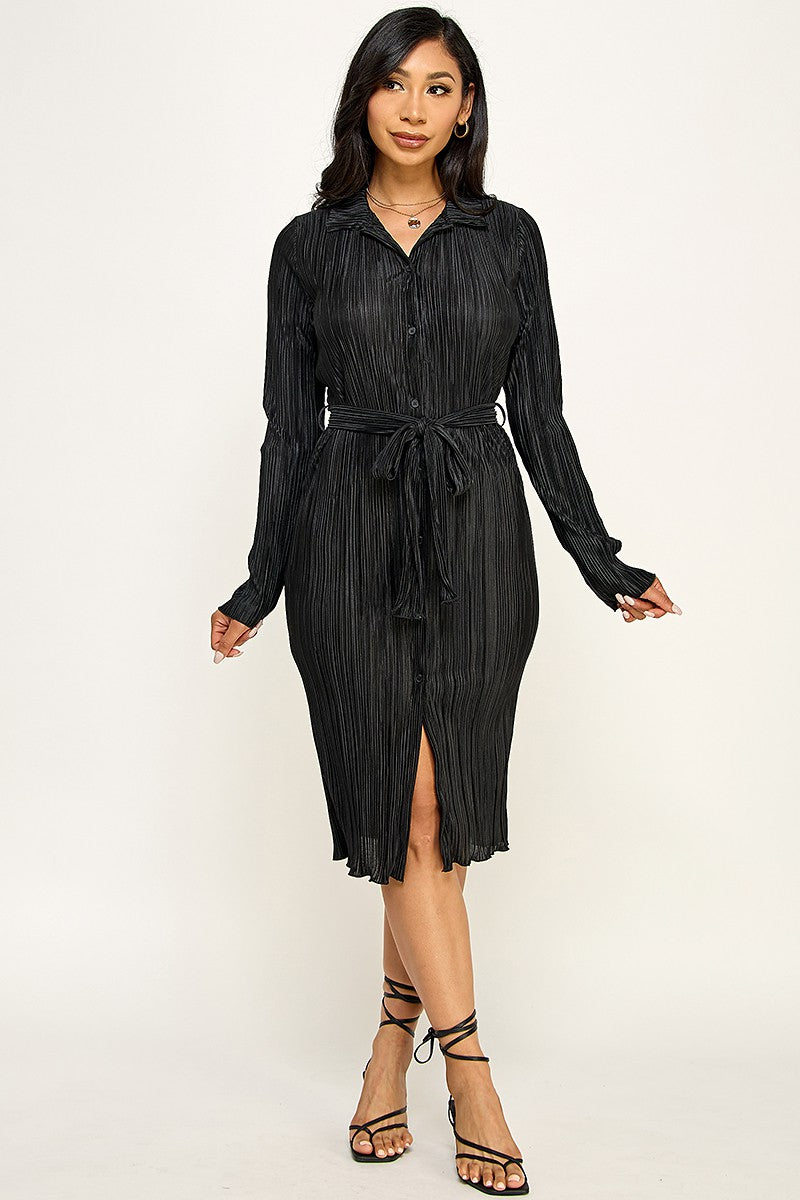 Classy Lady Shirt Dress - Black