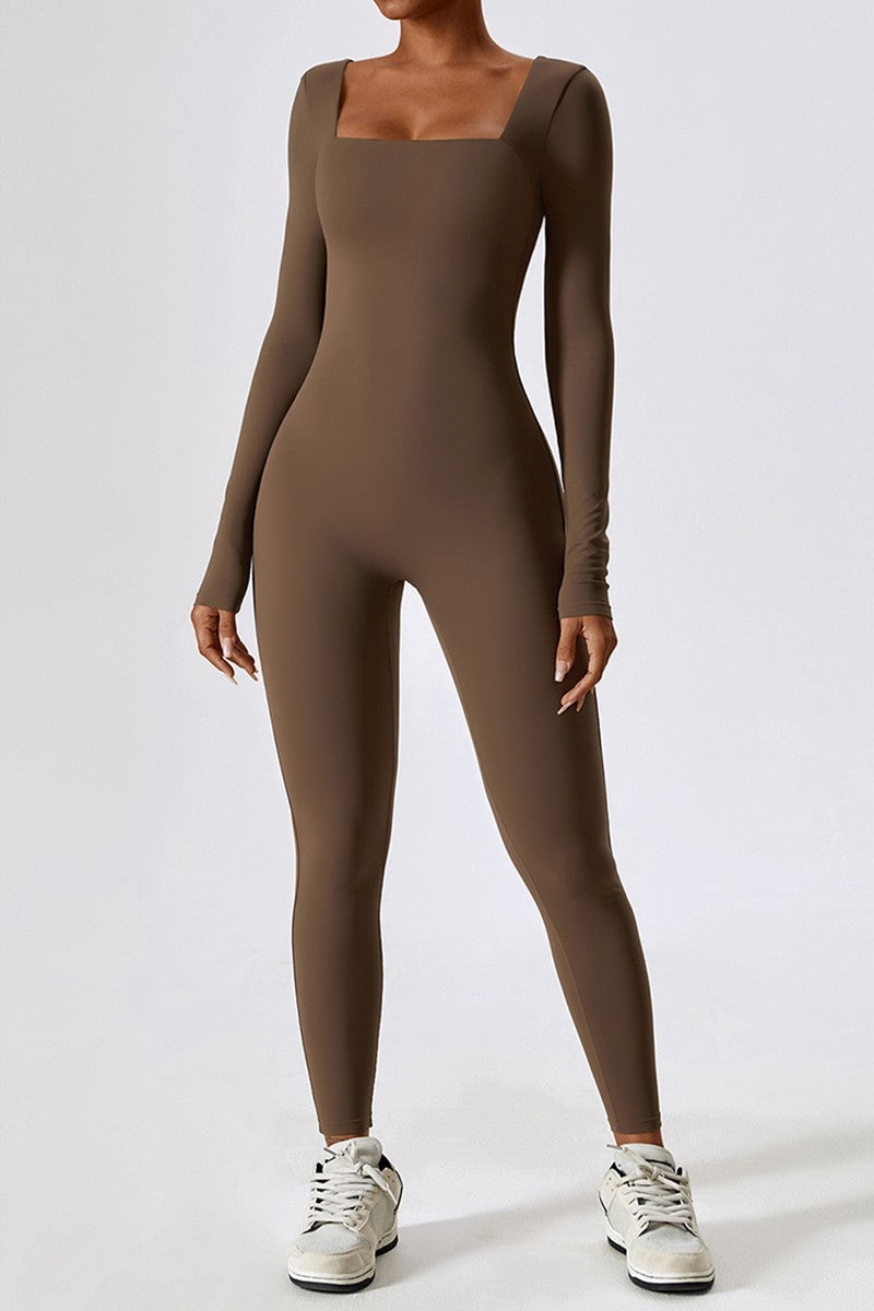 Serene Long Sleeve Jumpsuit - Brown