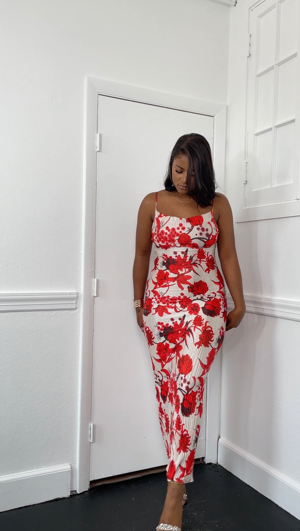 Floral Maxi Dress - Red Print