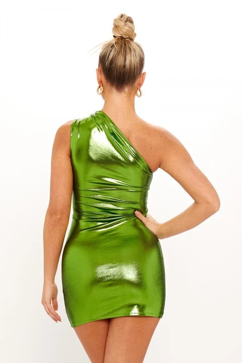 Metallic Mini Dress - Green