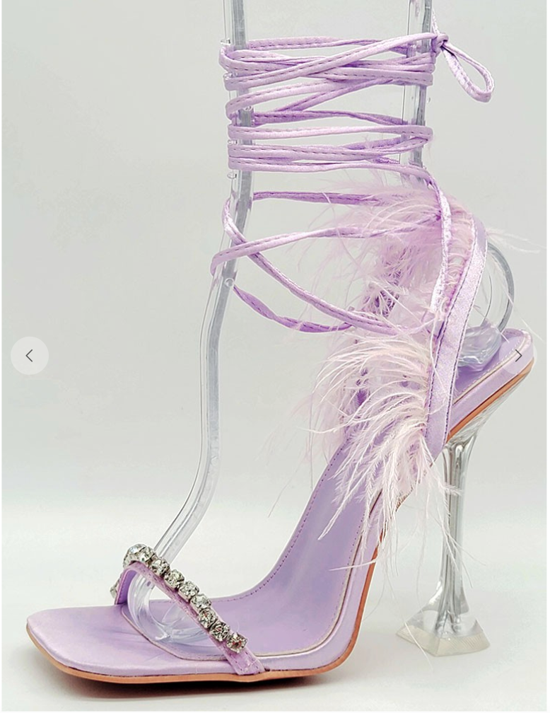 Lexie Feathers Heels - Lilac