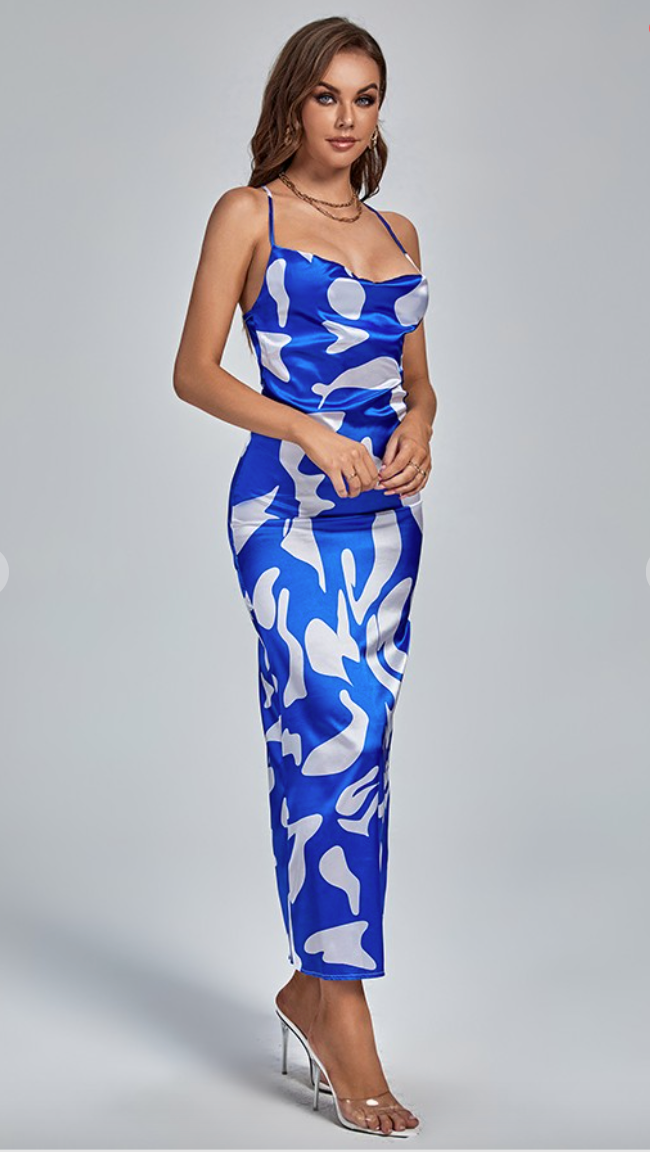 Serene Midi Dress - Blue Print