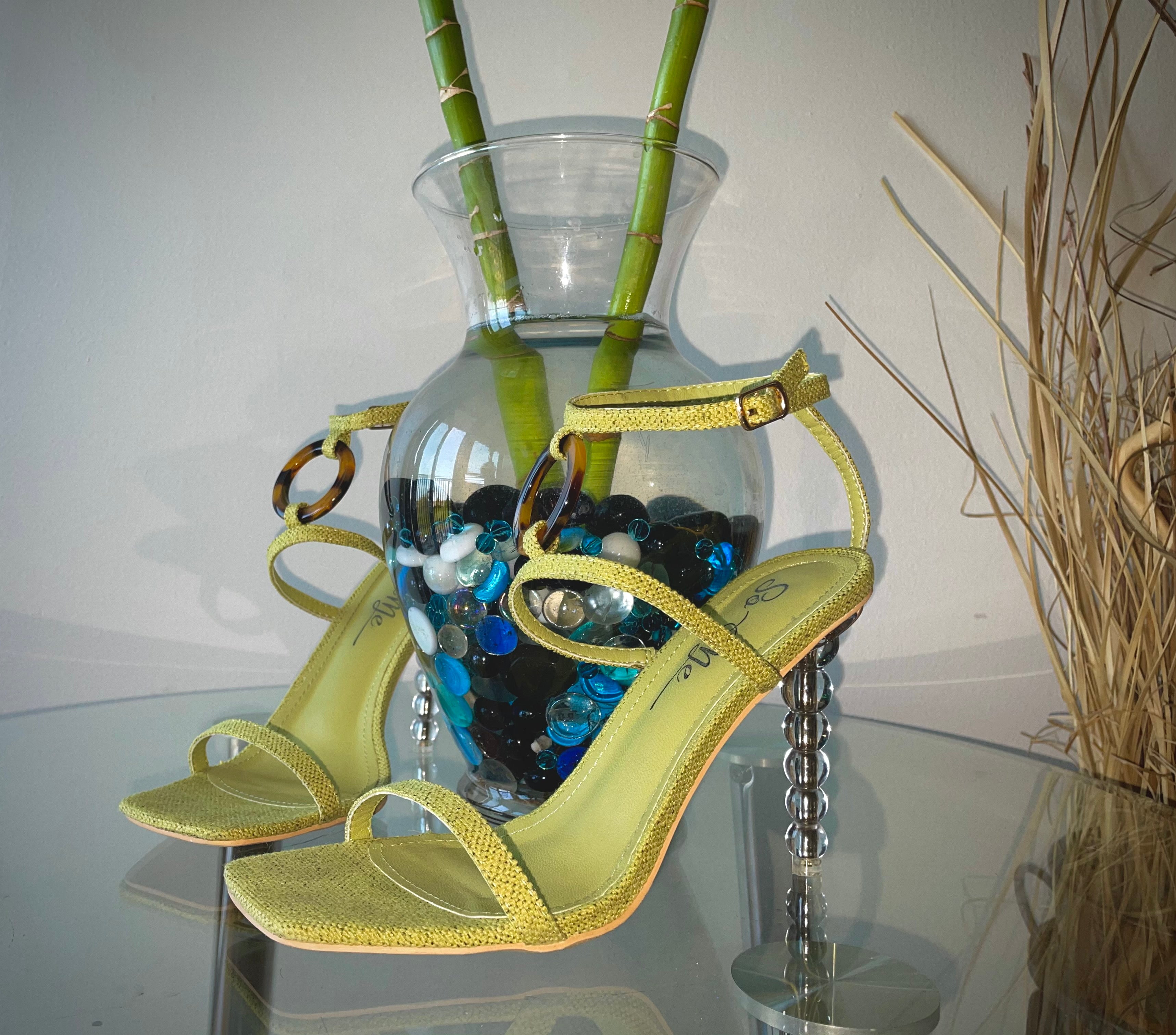 Coco Strap Heels - Lime Green