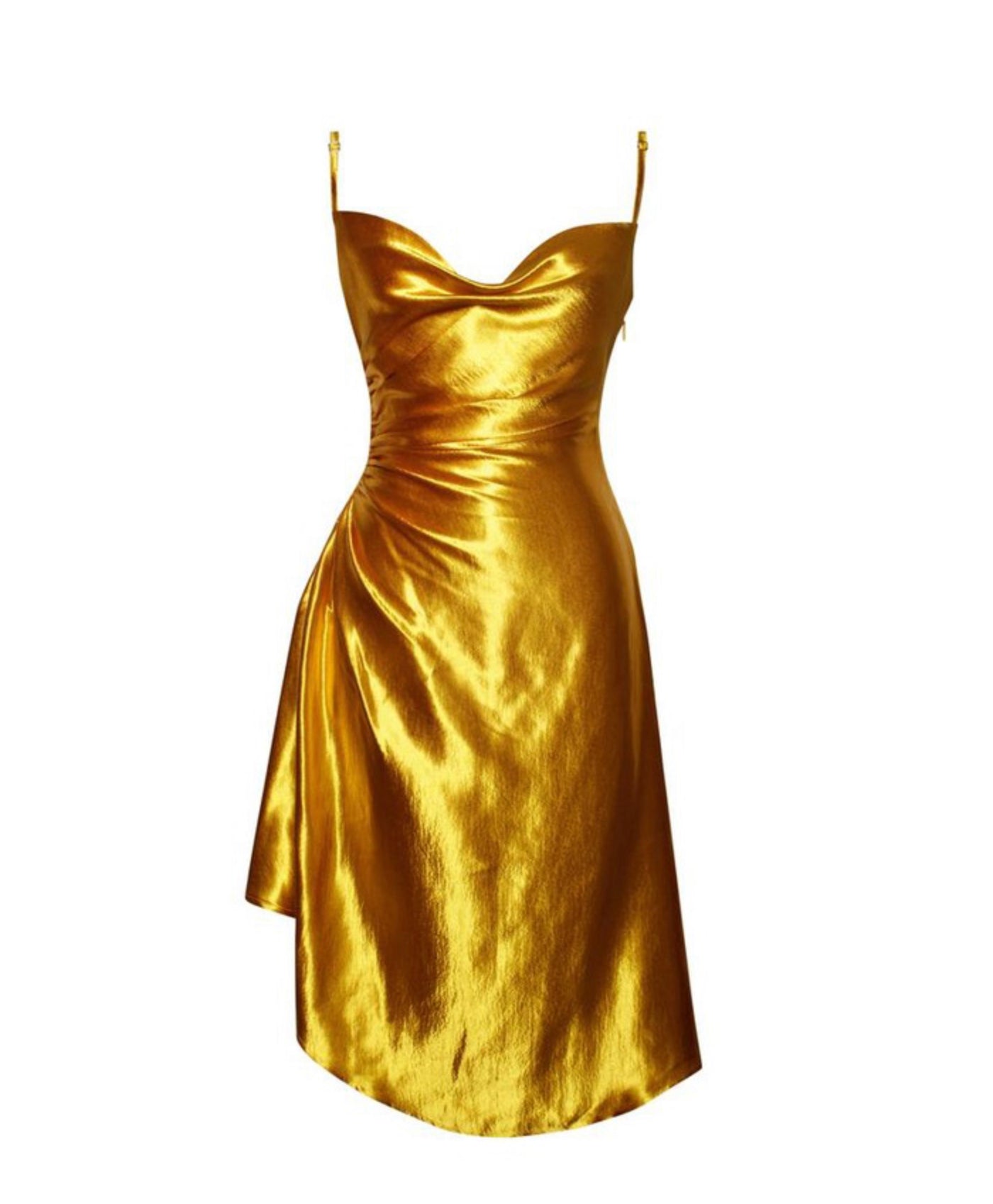Montego Bay Satin Slit Dress - Gold