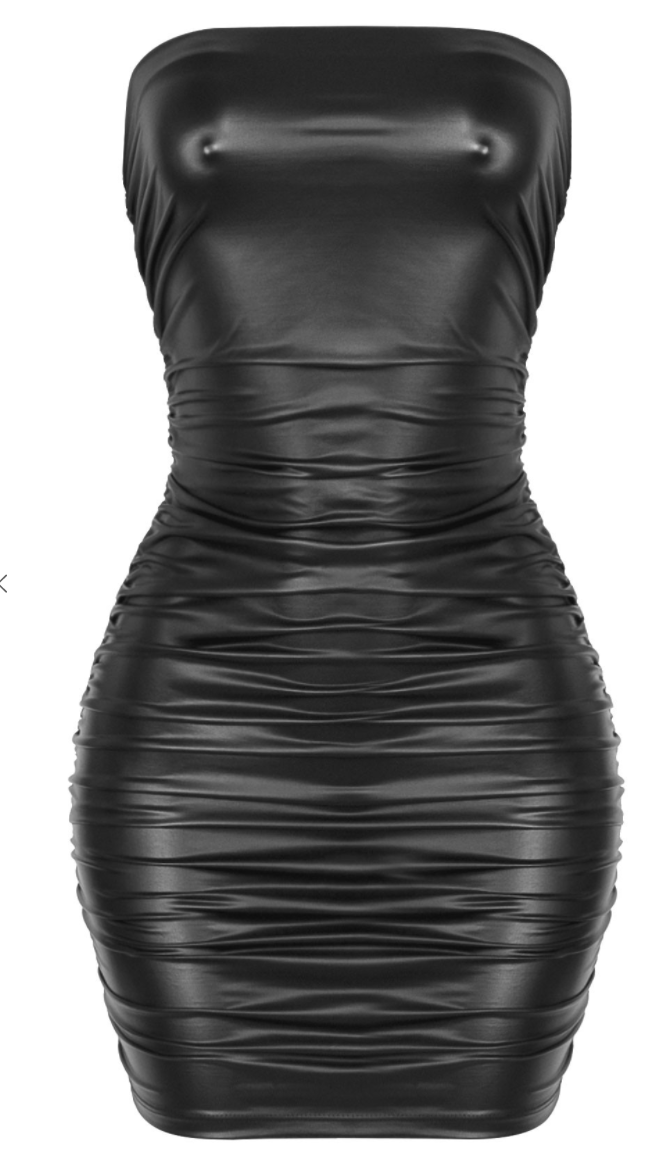 Master Plan Strapless Leather Dress - Black